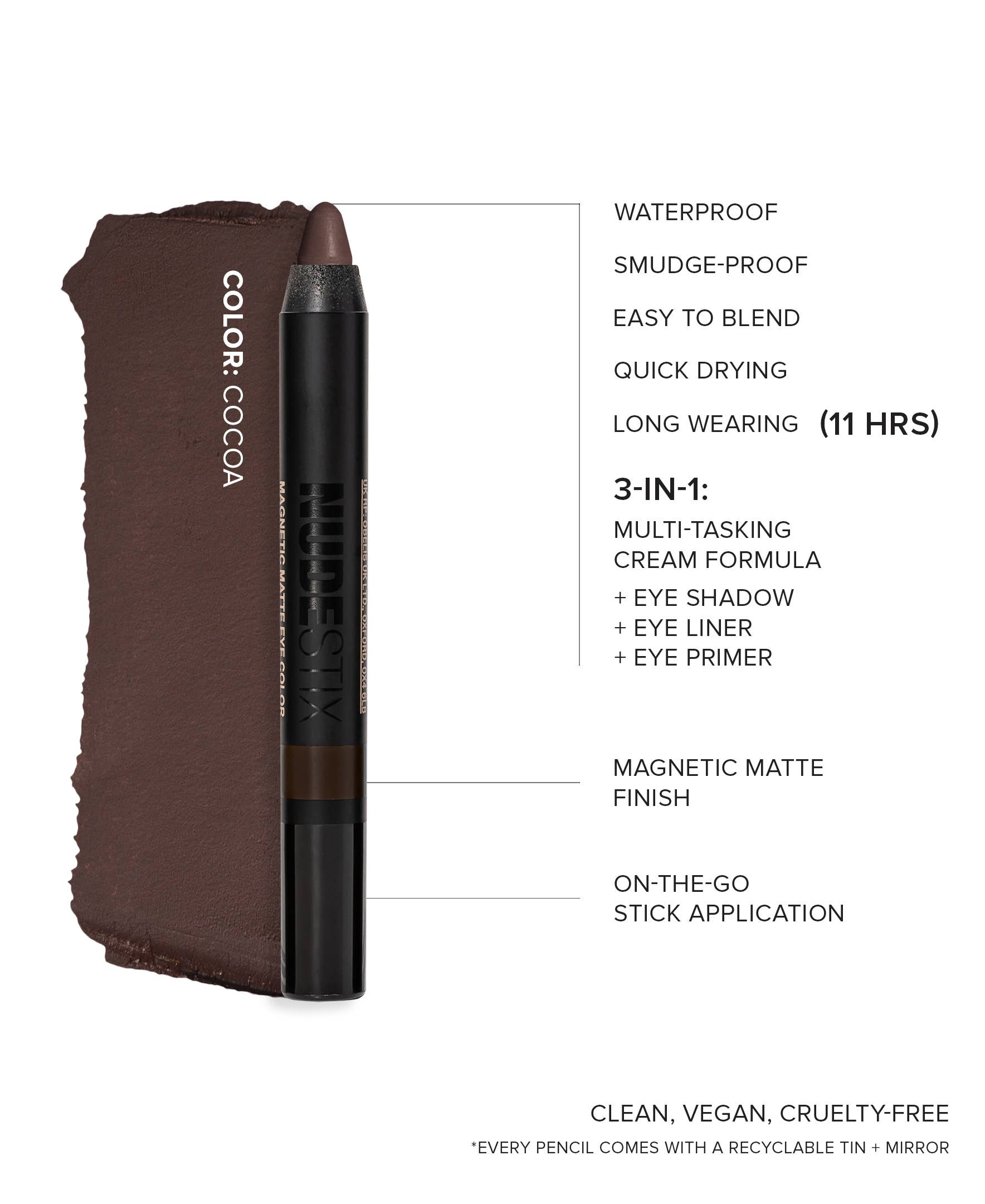 NUDESTIX Magnetic Matte Oogschaduw – Cacao