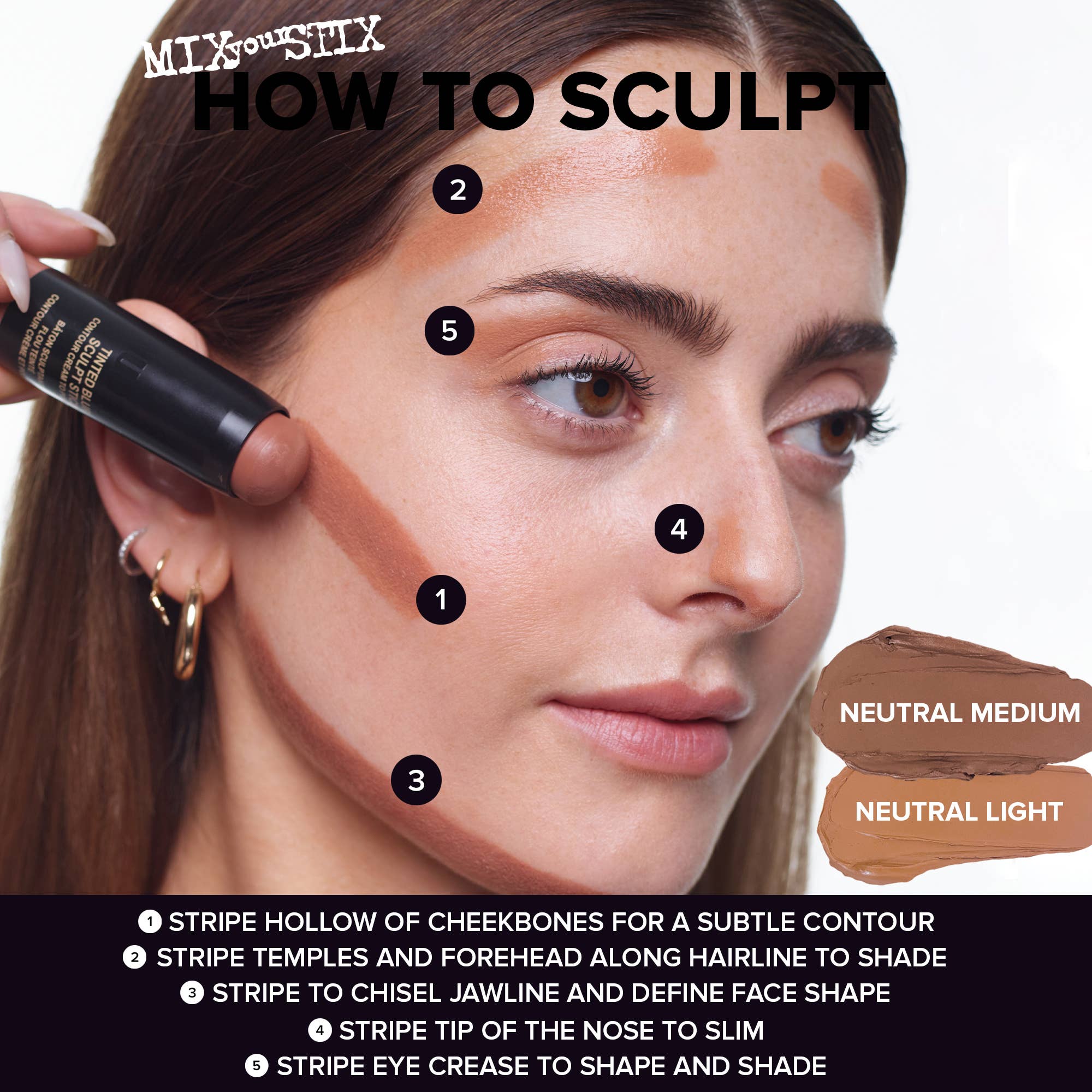 NUDESTIX Getinte Blur Sculpt-stick – Neutraal Medium